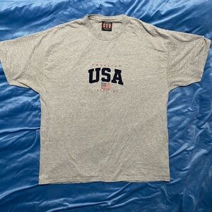 Vintage USA Men XL Embroidered USA Gray Short Sleeve America First 4th of July